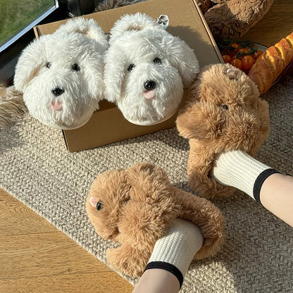Fluffy Cartoon Fuzzy Slides Women