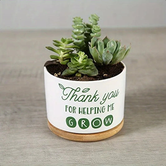 Teacher Thank You Flower Pot Ceramic Planter for Home Office