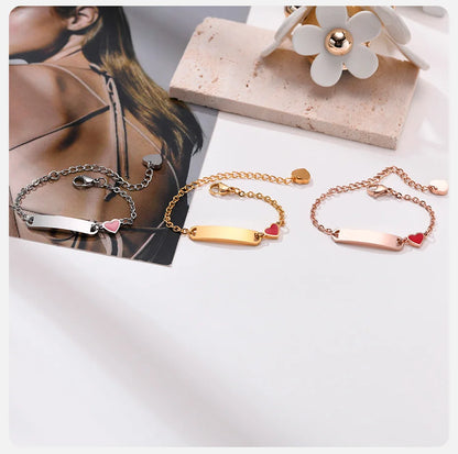Personalized Baby ID Bracelet – Custom Stainless Steel Heart Chain