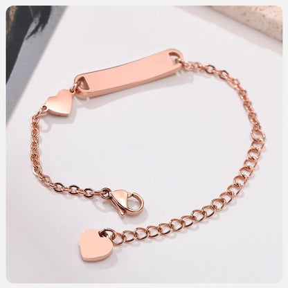 Personalized Baby ID Bracelet – Custom Stainless Steel Heart Chain