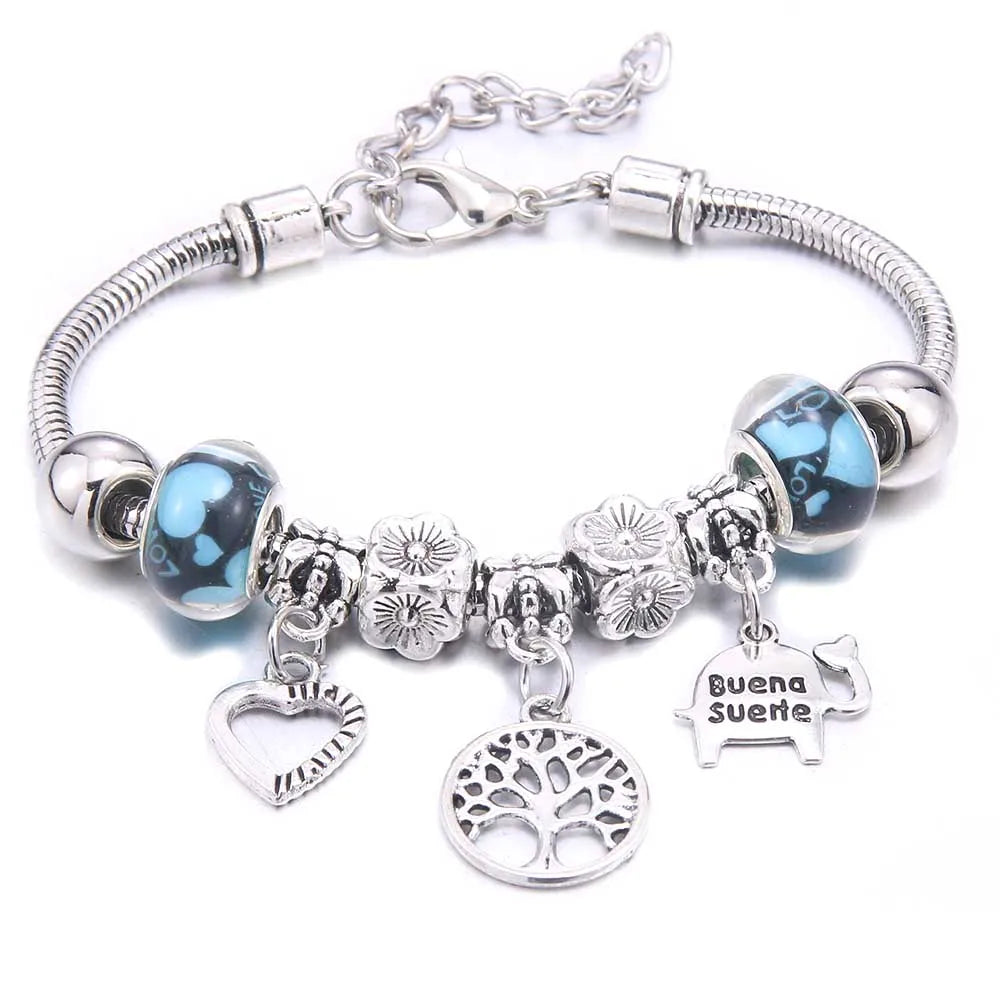 White Butterfly Crown Charm Bracelet – Friendship Gift for Women
