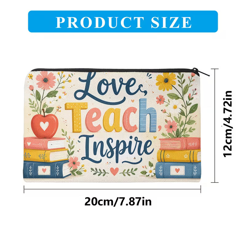 Large Linen Pencil Case & Makeup Bag | Foldable Zipper Organizer