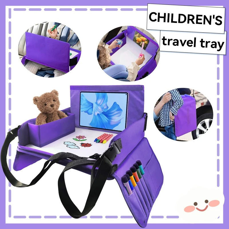 Kids Travel Car Seat Tray for Snacks, Drawing & Activity Organizer