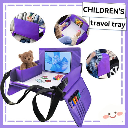 Kids Travel Car Seat Tray for Snacks, Drawing & Activity Organizer