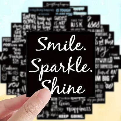 61PCS Black & White Motivational Vinyl Stickers for Laptops & More