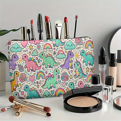 Cute Dinosaur Rainbow Makeup Bag | Travel Cosmetic Storage Pouch