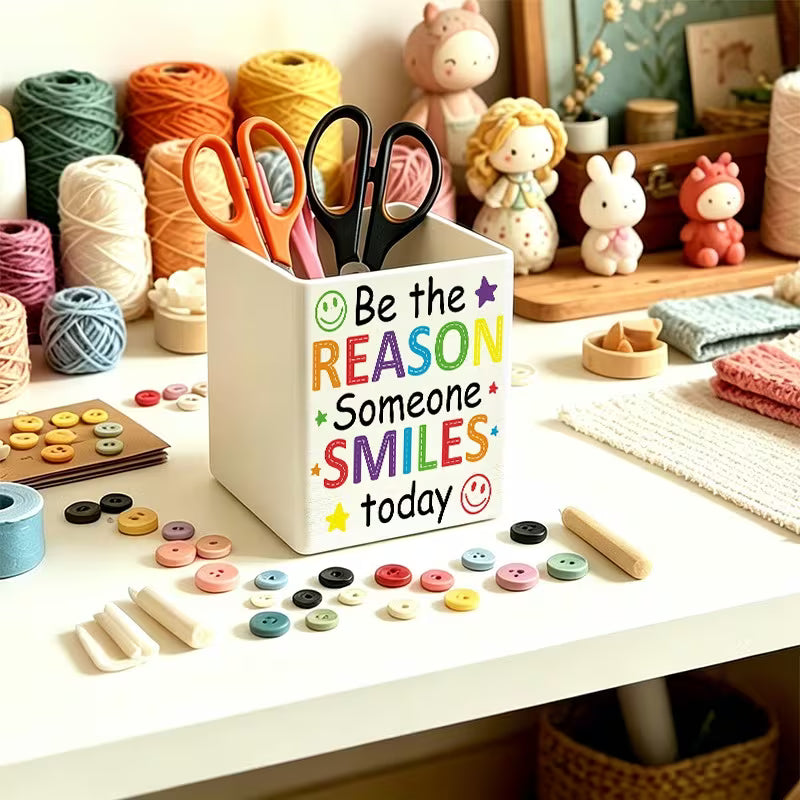 "Be the Reason Someone Smiles Today" Rainbow Desktop Organizer