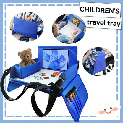 Kids Travel Car Seat Tray for Snacks, Drawing & Activity Organizer