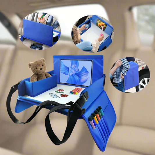 Kids Travel Car Seat Tray for Snacks, Drawing & Activity Organizer