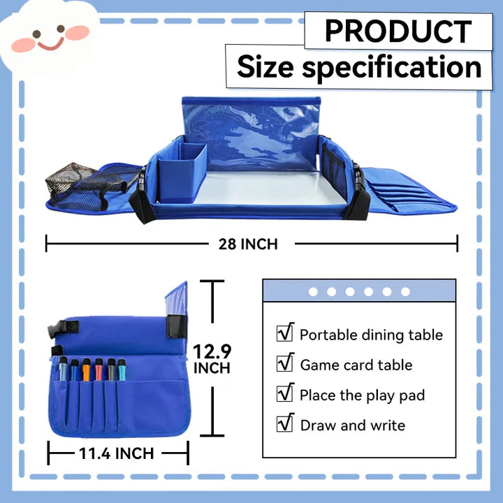 Kids Travel Car Seat Tray for Snacks, Drawing & Activity Organizer