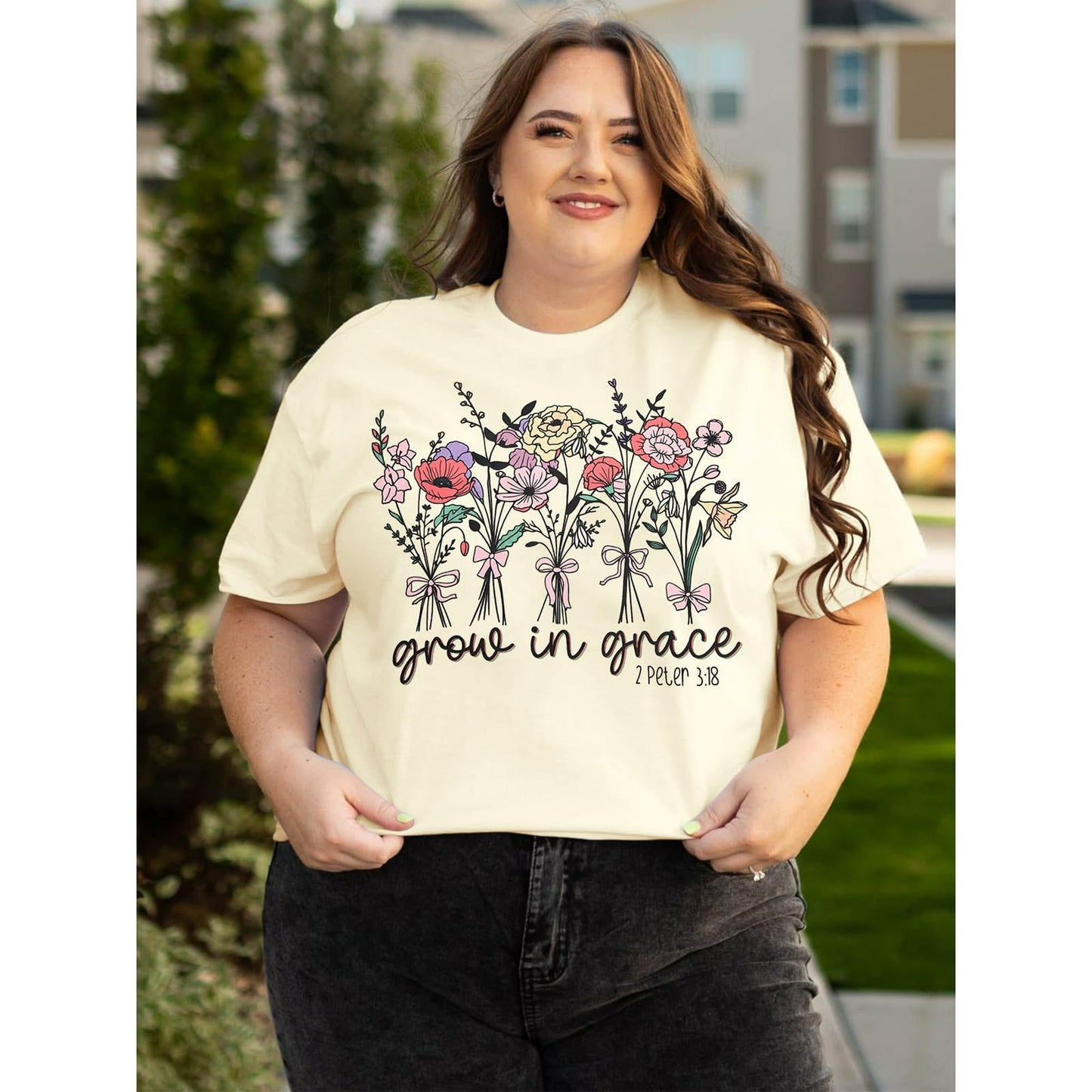 DEXIO Plus Size Christian Shirts for Women God Shirt Jesus Religious Faith Tshirts Bible Verse Top Inspirational Graphic Tee,4X