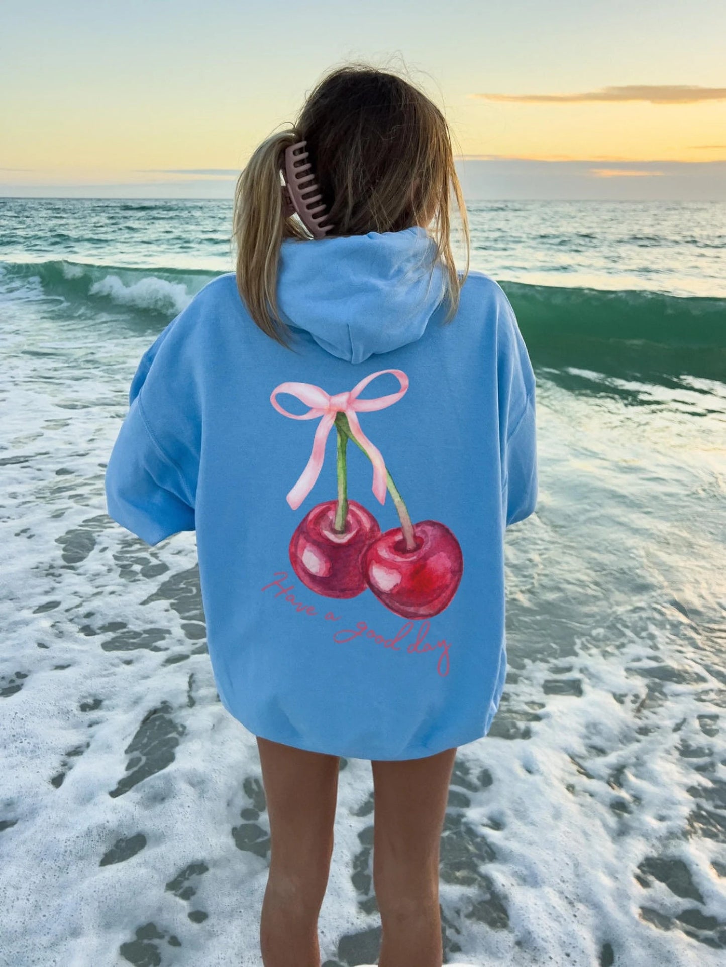 Coquette Cherry Hoodie Have a Good Day Bow Hoodie Cute Pullover