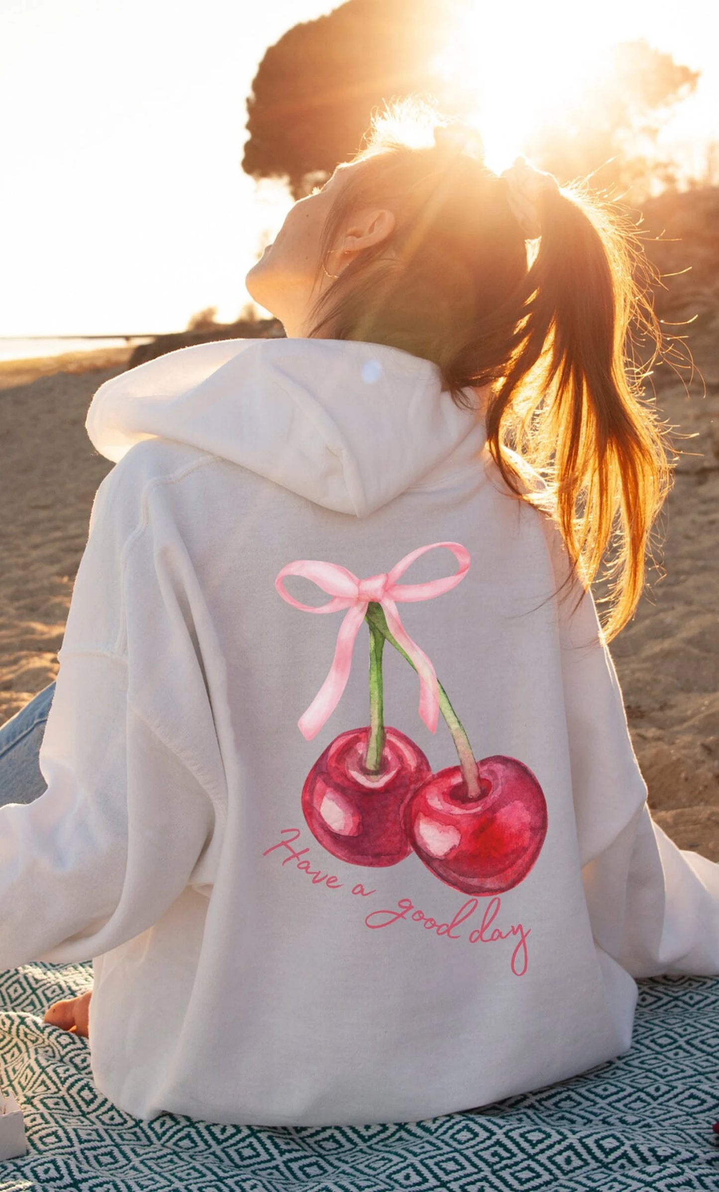 Coquette Cherry Hoodie Have a Good Day Bow Hoodie Cute Pullover