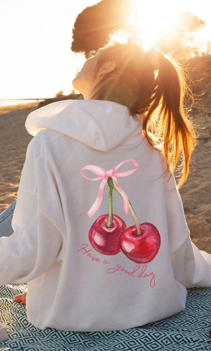 Coquette Cherry Hoodie Have a Good Day Bow Hoodie Cute Pullover
