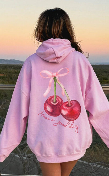 Coquette Cherry Hoodie Have a Good Day Bow Hoodie Cute Pullover