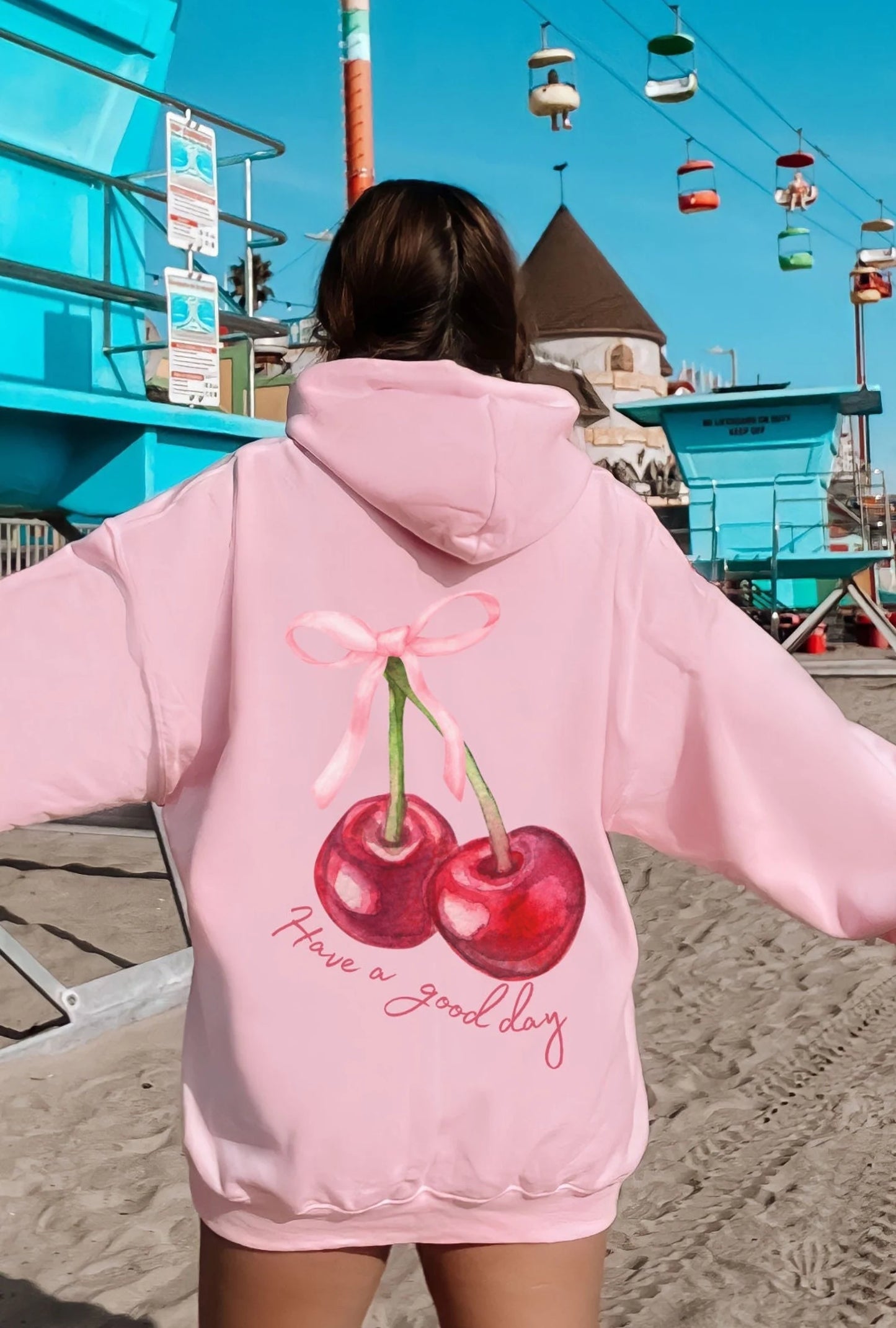 Coquette Cherry Hoodie Have a Good Day Bow Hoodie Cute Pullover