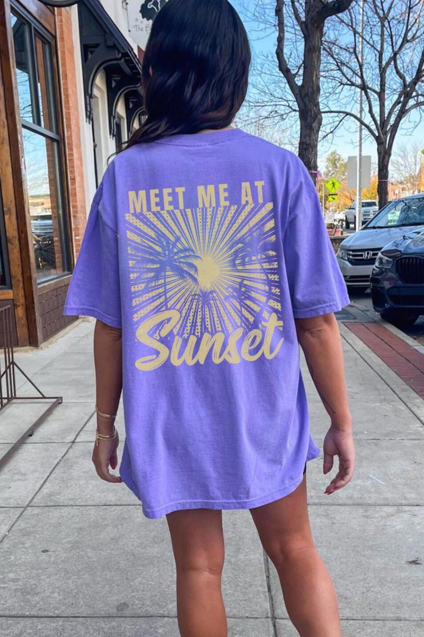 Meet Me at Sunset Shirt Coastal Beach Graphic Tee Summer Vacation