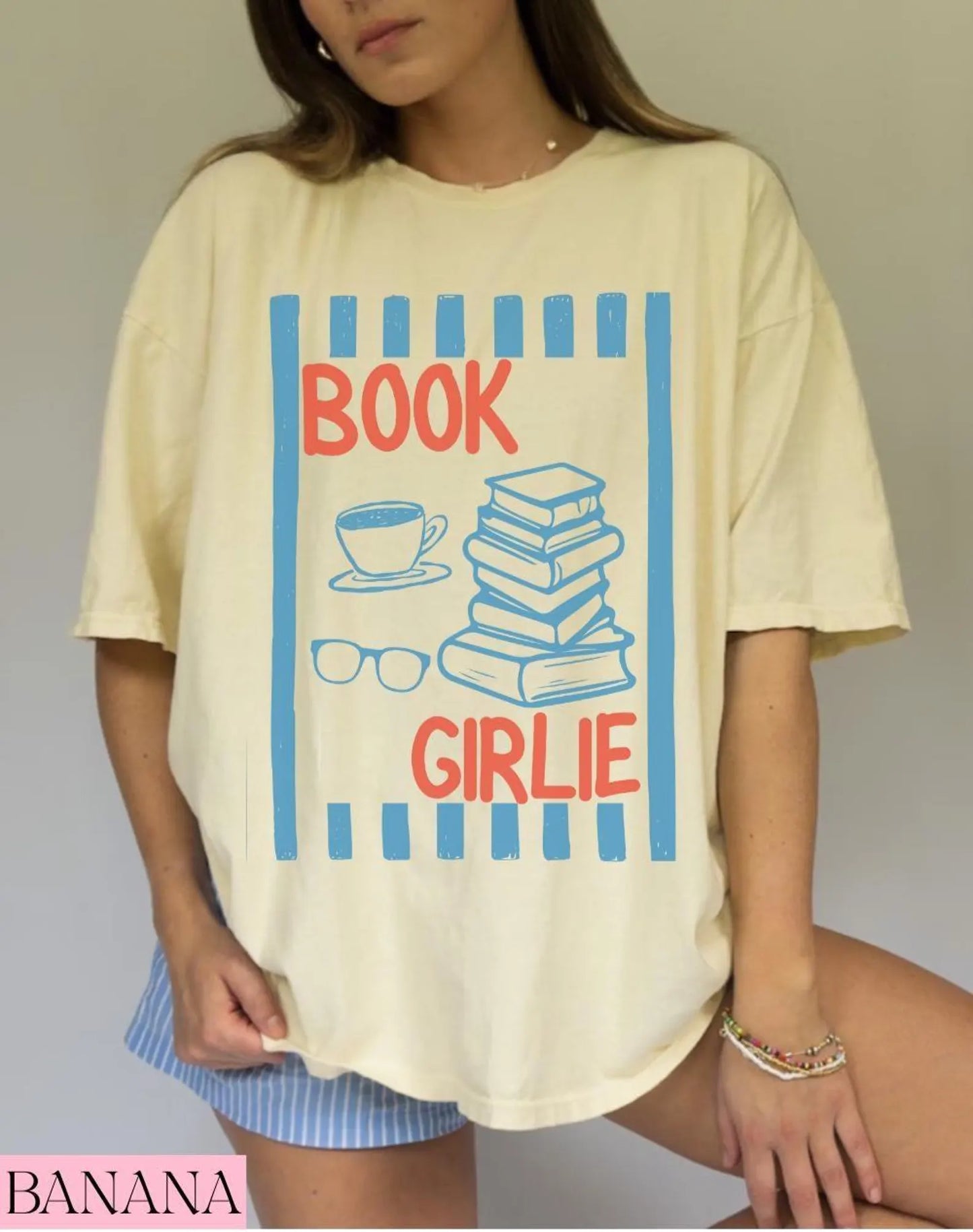 Book Girlie Shirt Book Lover Tee Books and Coffee Graphic T-Shirt