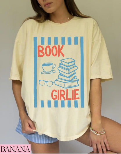 Book Girlie Shirt Book Lover Tee Books and Coffee Graphic T-Shirt