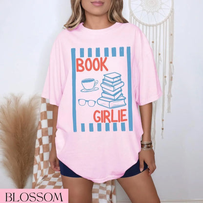 Book Girlie Shirt Book Lover Tee Books and Coffee Graphic T-Shirt