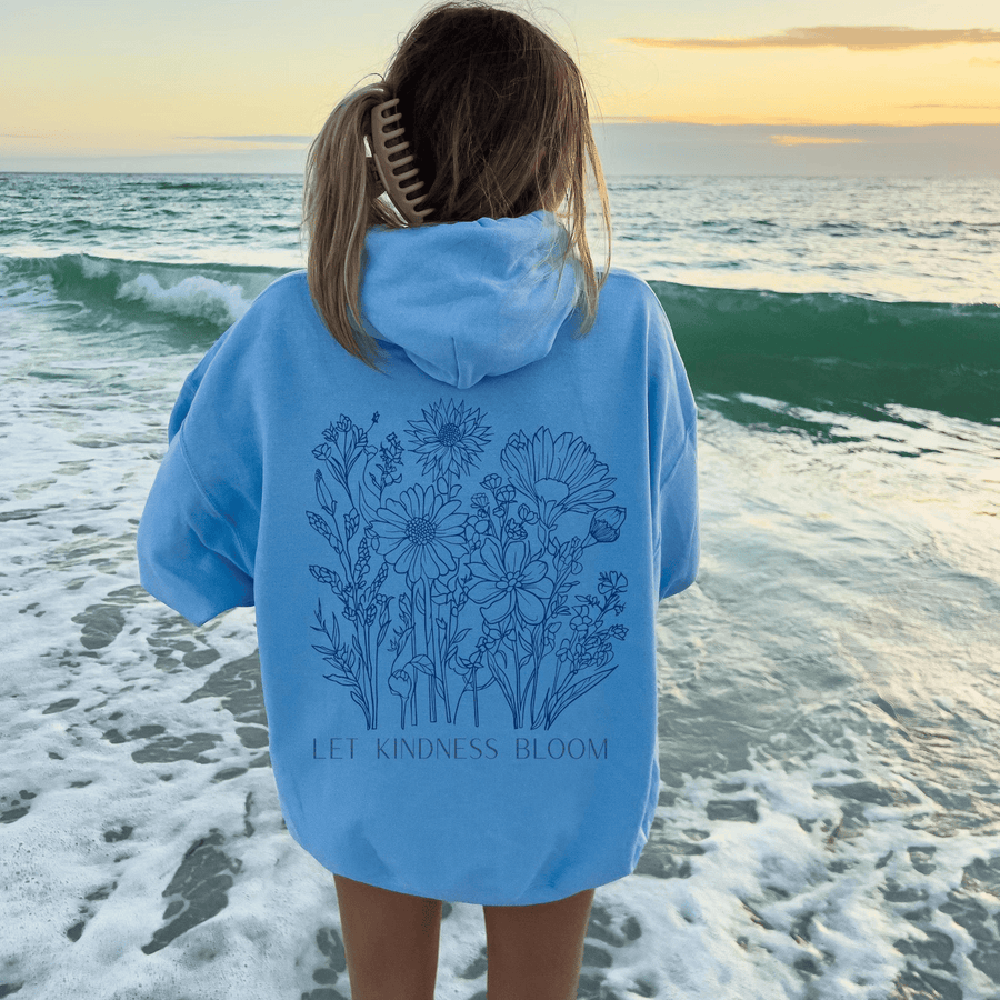 Kind Wildflower Hoodie Women Oversized Floral Positivity Sweatshirt