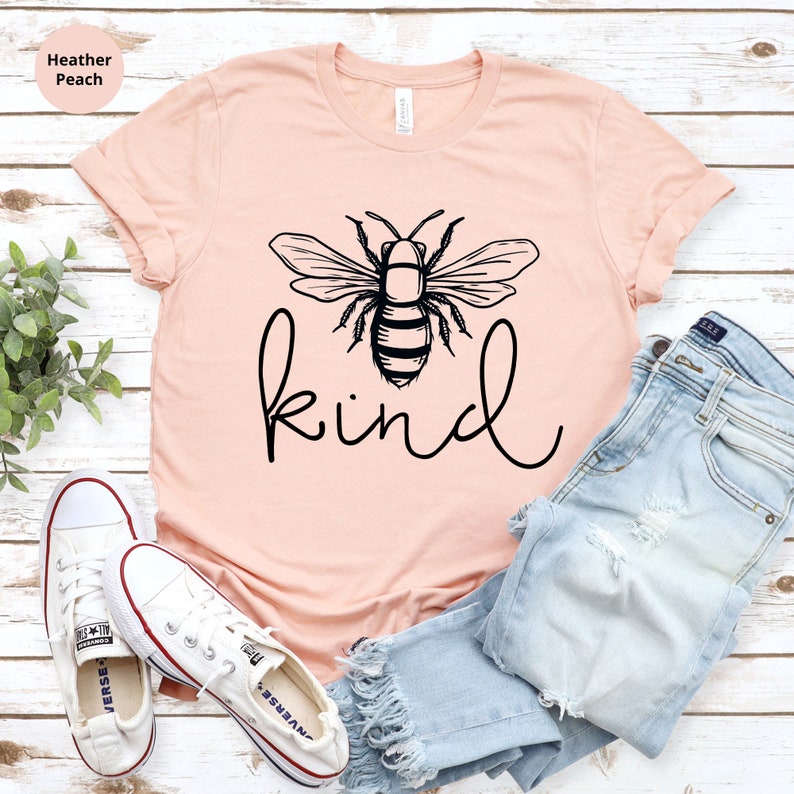 Bee Kind T-Shirt Be Kind Shirt Kindness TShirt For Women Bee Teacher Mom T Shirt Inspirational Graphic Tees Motivational Gift For Her