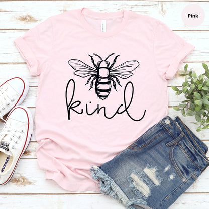 Bee Kind T-Shirt Be Kind Shirt Kindness TShirt For Women Bee Teacher Mom T Shirt Inspirational Graphic Tees Motivational Gift For Her