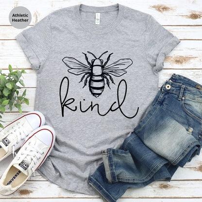Bee Kind T-Shirt Be Kind Shirt Kindness TShirt For Women Bee Teacher Mom T Shirt Inspirational Graphic Tees Motivational Gift For Her