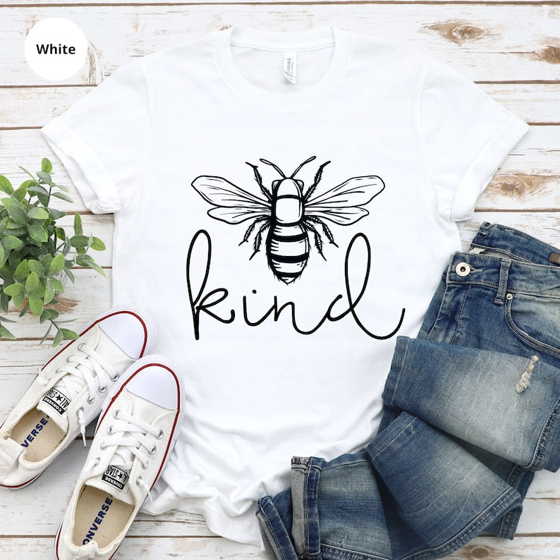 Bee Kind T-Shirt Be Kind Shirt Kindness TShirt For Women Bee Teacher Mom T Shirt Inspirational Graphic Tees Motivational Gift For Her
