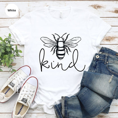 Bee Kind T-Shirt Be Kind Shirt Kindness TShirt For Women Bee Teacher Mom T Shirt Inspirational Graphic Tees Motivational Gift For Her