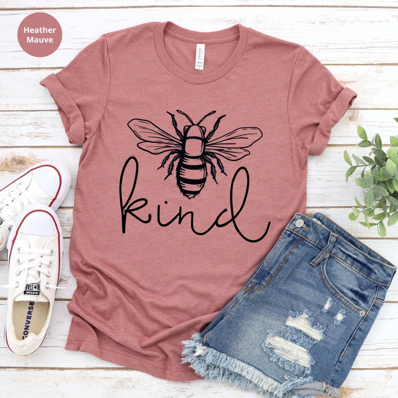 Bee Kind T-Shirt Be Kind Shirt Kindness TShirt For Women Bee Teacher Mom T Shirt Inspirational Graphic Tees Motivational Gift For Her