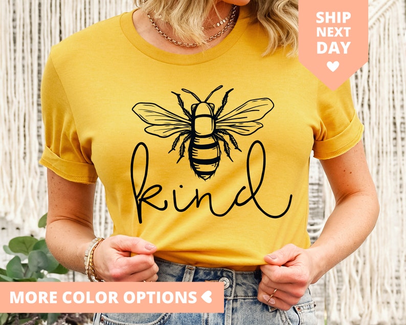Bee Kind T-Shirt Be Kind Shirt Kindness TShirt For Women Bee Teacher Mom T Shirt Inspirational Graphic Tees Motivational Gift For Her