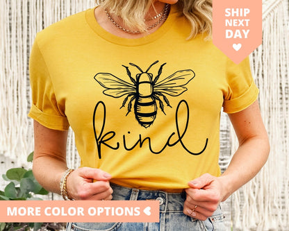 Bee Kind T-Shirt Be Kind Shirt Kindness TShirt For Women Bee Teacher Mom T Shirt Inspirational Graphic Tees Motivational Gift For Her