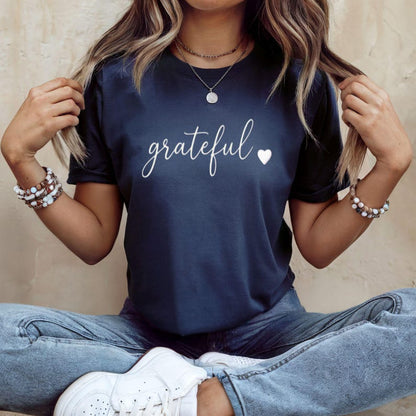 Grateful Shirt, Minimalist Gratitude T Shirt, Positive Quote Tee, Mindfulness Shirt, Self Love Tee, Aesthetic Script Tee, Inspirational Tee