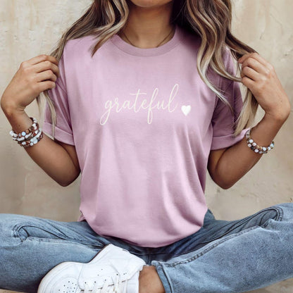 Grateful Shirt, Minimalist Gratitude T Shirt, Positive Quote Tee, Mindfulness Shirt, Self Love Tee, Aesthetic Script Tee, Inspirational Tee