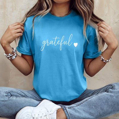 Grateful Shirt, Minimalist Gratitude T Shirt, Positive Quote Tee, Mindfulness Shirt, Self Love Tee, Aesthetic Script Tee, Inspirational Tee