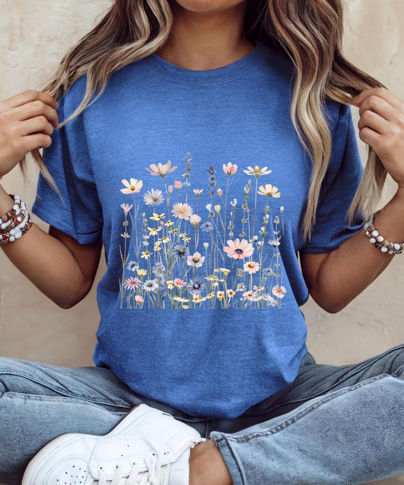 Wildflower T-Shirt for Women | Minimal Floral Bella+Canvas Tee | Nature Inspired Botanical Shirt | Soft Aesthetic Outfit