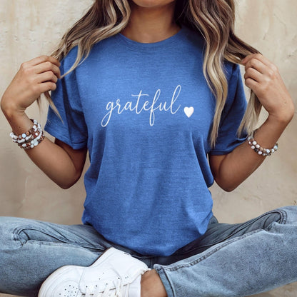 Grateful Shirt, Minimalist Gratitude T Shirt, Positive Quote Tee, Mindfulness Shirt, Self Love Tee, Aesthetic Script Tee, Inspirational Tee