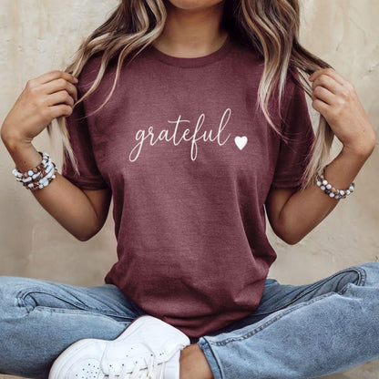 Grateful Shirt, Minimalist Gratitude T Shirt, Positive Quote Tee, Mindfulness Shirt, Self Love Tee, Aesthetic Script Tee, Inspirational Tee
