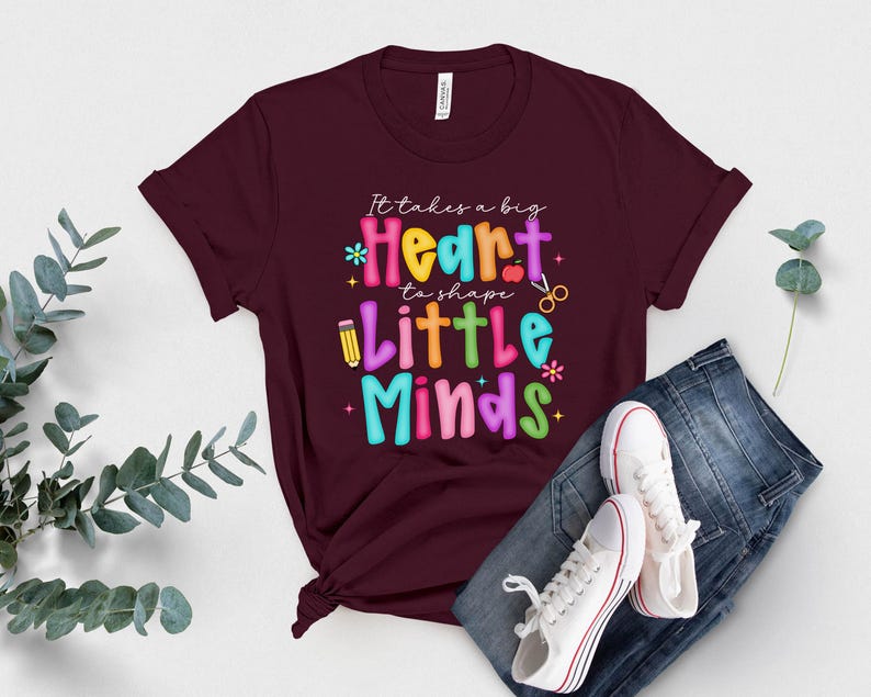 Big Heart Little Minds Shirt Women Colorful Teacher Tee Cute Teacher Gift Teacher Appreciation Week Back to School Inspirational Shirt
