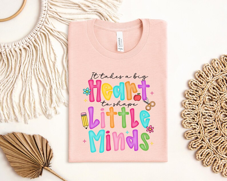 Big Heart Little Minds Shirt Women Colorful Teacher Tee Cute Teacher Gift Teacher Appreciation Week Back to School Inspirational Shirt