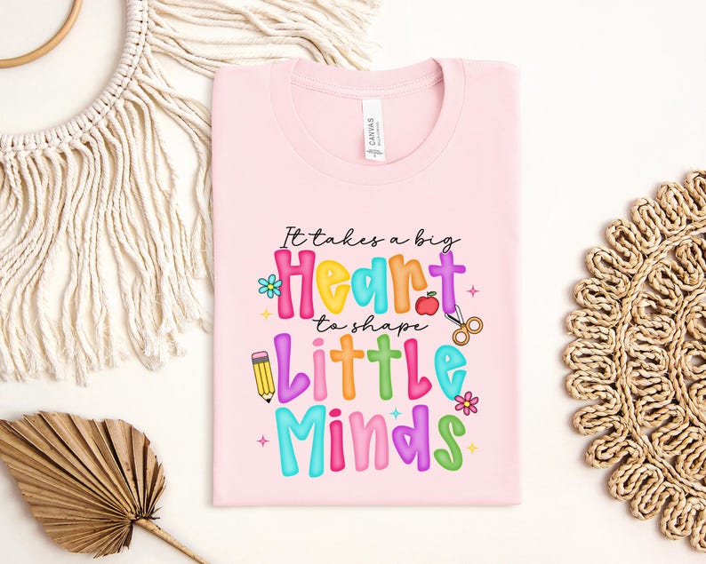 Big Heart Little Minds Shirt Women Colorful Teacher Tee Cute Teacher Gift Teacher Appreciation Week Back to School Inspirational Shirt