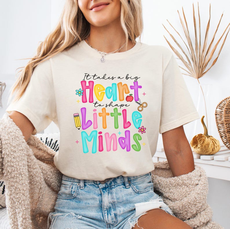 Big Heart Little Minds Shirt Women Colorful Teacher Tee Cute Teacher Gift Teacher Appreciation Week Back to School Inspirational Shirt