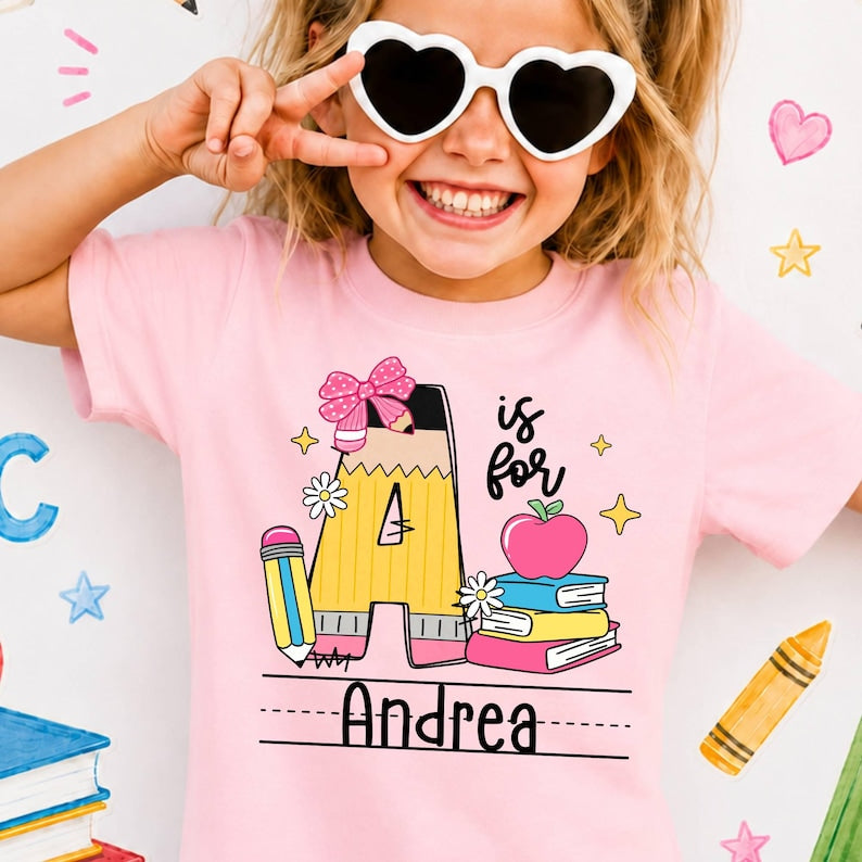 Personalized Kids Alphabet Name Shirt | Custom Back to School Tee