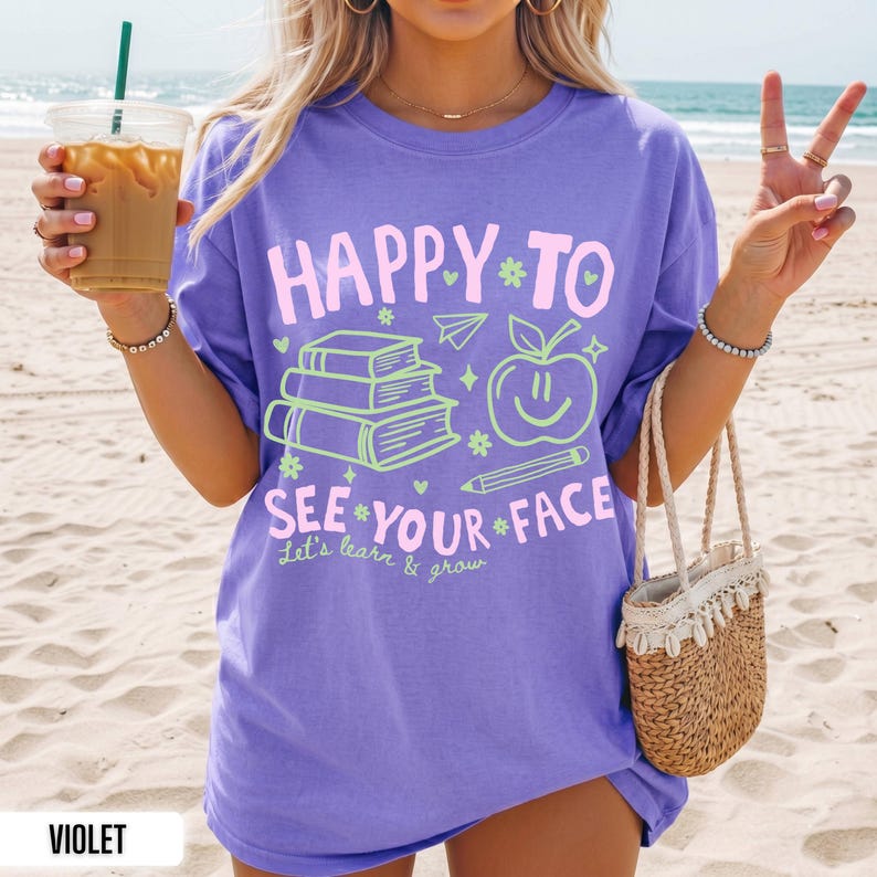 Teacher Back to School Shirt | Happy to See Your Face Comfort Colors Tee